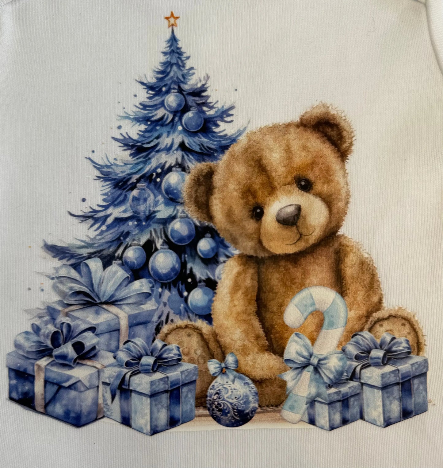 Blue Christmas Teddy Baby Bodysuit My Store