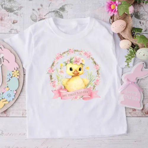 First Easter Chick with Flowers T-Shirt Molly N Me