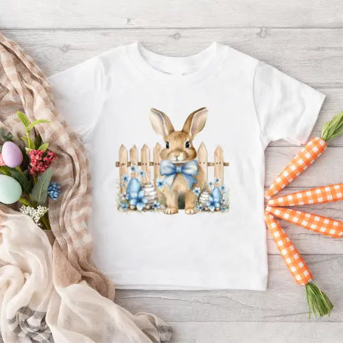 Easter Bunny with Fence T-Shirt Molly N Me