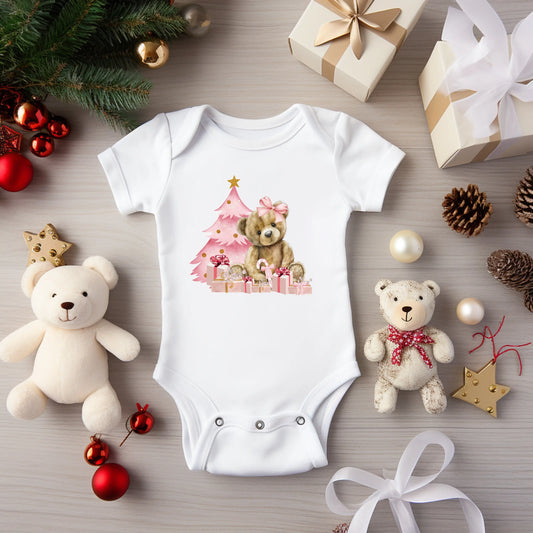 Pink Christmas Tree with Teddy Bodysuit My Store